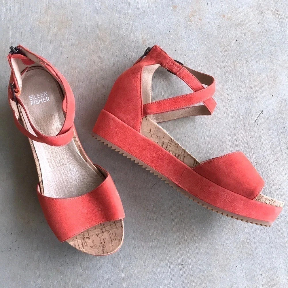 Eileen Fisher Emmy Tangelo Platform Sandals